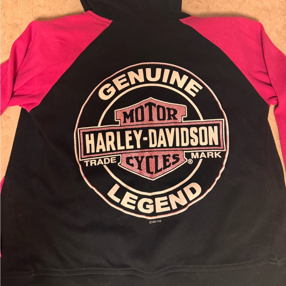 Harley-Davidson Genuine Legend Black & Pink Hoodie Size 6